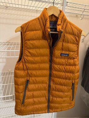 Patagonia Orange Quilted Down Vest - Men's Lightweight Puffer
